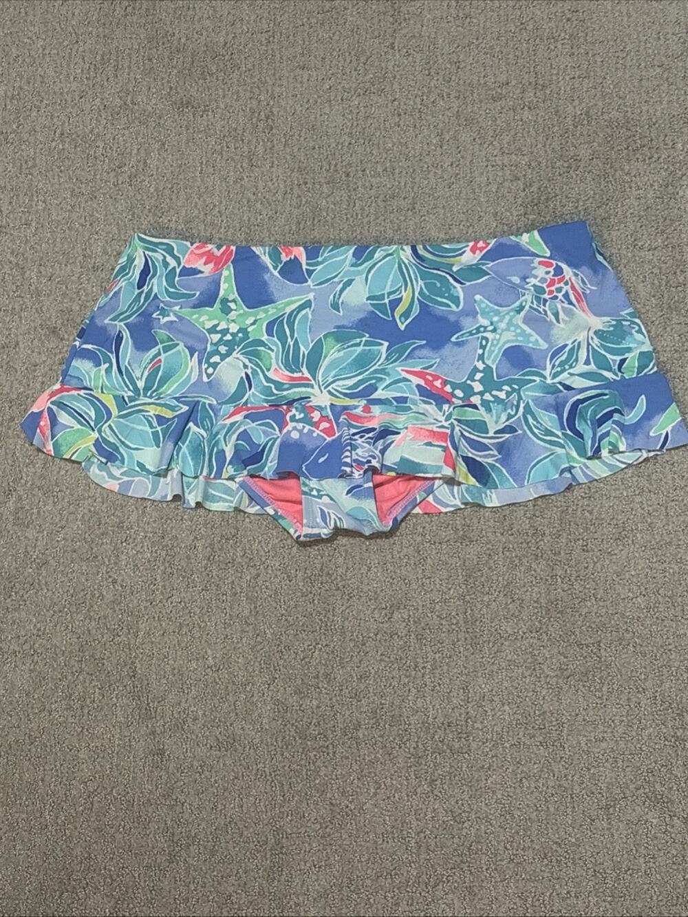Lilly Pulitzer Skirted Swim Bottom Ruffle Bikini Skirt Blue Women’s Size 8